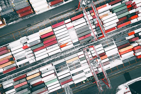 a bunch of containers from above